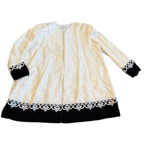 Jessica McClintock Victorian Vintage Jacket Overcoat Topper Cream Floral Size 10